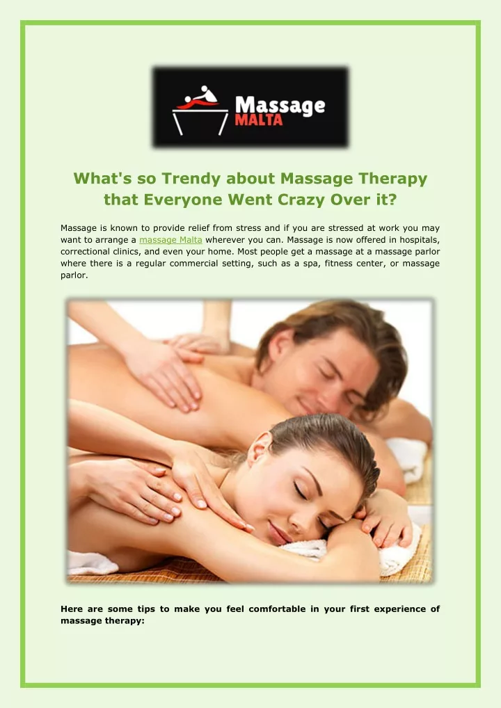 what s so trendy about massage therapy that