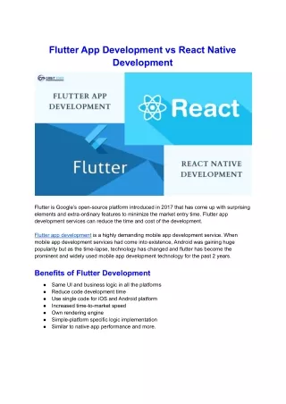 Flutter App Development vs React Native Development