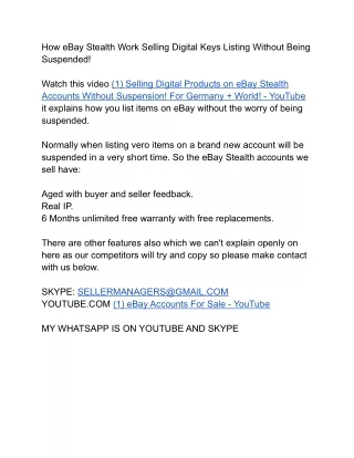 how ebay stealth work selling digital keys