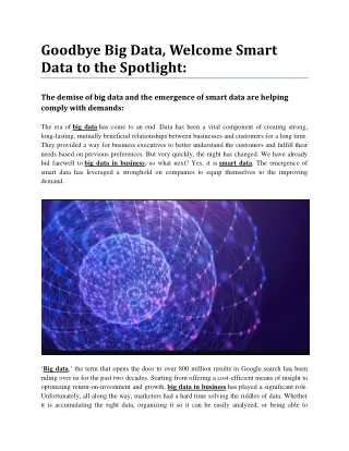 goodbye big data welcome smart data