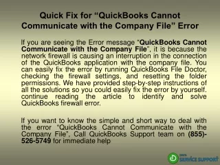 quick fix for quickbooks cannot communicate with