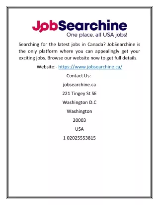 Searching for the latest jobs in Canada? JobSearchine is the only platform where you can appealingly get your exciting j