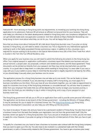 fastlane hr from advising on hong kong work visa