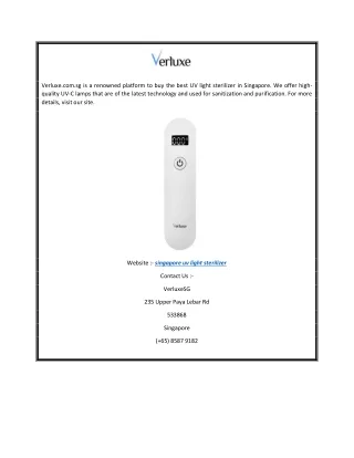 Singapore Uv Light Sterilizer | Verluxe.com.sg