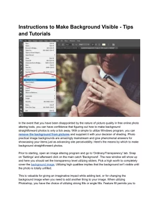 Instructions to Make Background Visible - Tips and Tutorials