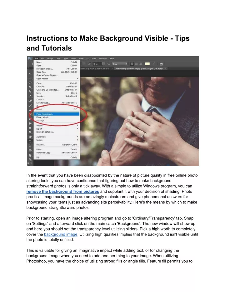 instructions to make background visible tips