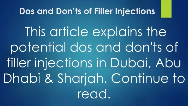 dos and don ts of filler injections