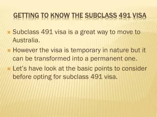 Getting to know the Subclass 491 visa