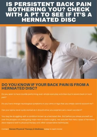 Is Persistent Back Pain Bothering You? Check with a PT to See if it’s a Herniated Disc