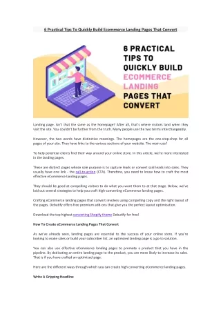 6 practical tips to quickly build ecommerce