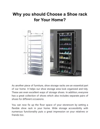 Why you should Choose a Shoe rack for Your Home?