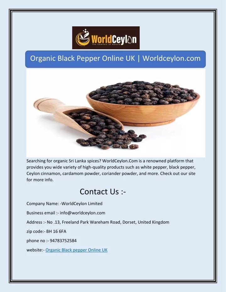 organic black pepper online uk worldceylon com