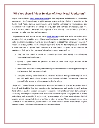 why you should adopt services of sheet metal