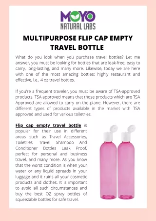 Multipurpose Flip Cap Empty Travel Bottle
