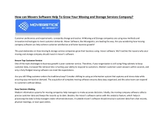 How can Movers Software Help To Grow Your Moving and Storage Services Company?