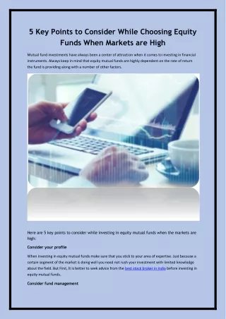 5 key points to consider while choosing equity