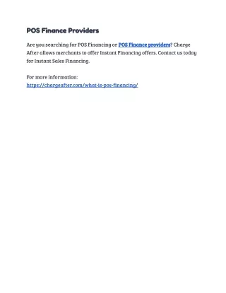 pos finance providers