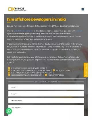 Hire Certified Offshore Developers in India | DxMinds