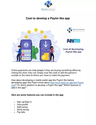 cost to develop a paytm like app
