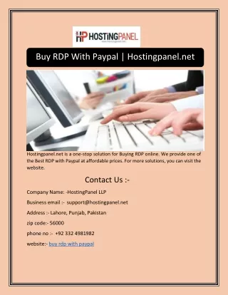 Buy RDP With Paypal | Hostingpanel.net