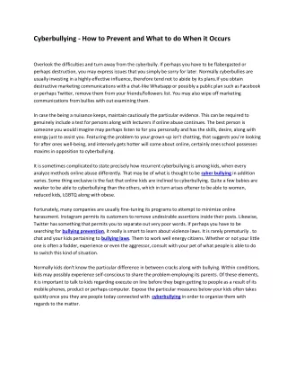cyberbullying how to prevent and what to do when