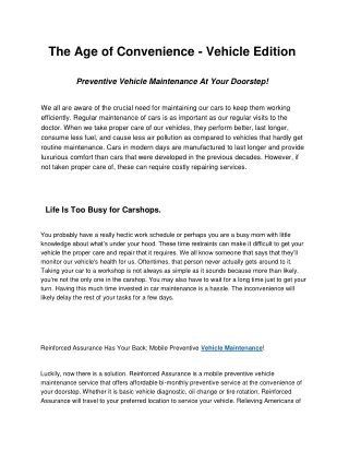 the age of convenience vehicle edition