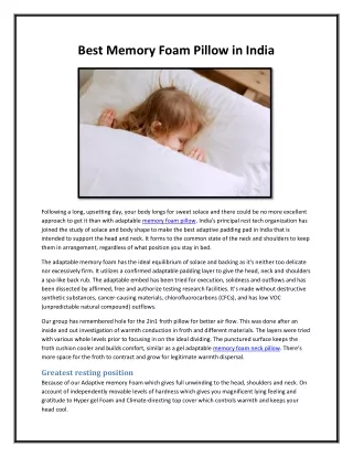 best memory foam pillow in india