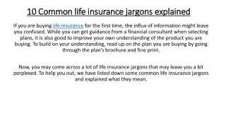 10 Common life insurance jargons explained