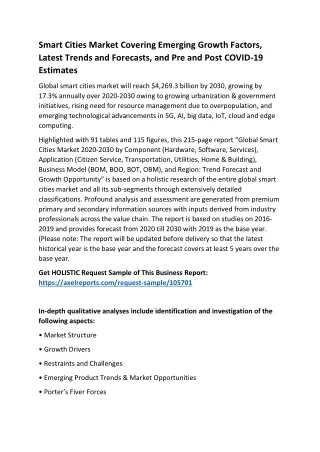 Smart Cities Market Covering Emerging Growth Factors, Latest Trends and Forecasts, and Pre and Post COVID-19 Estimates