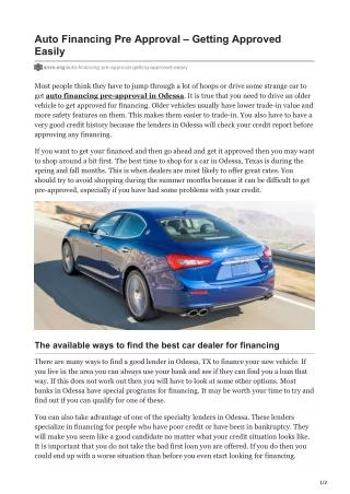 auto financing pre approval getting approved
