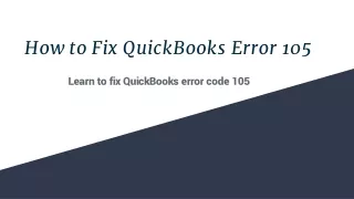 How to Fix QuickBooks Error 105