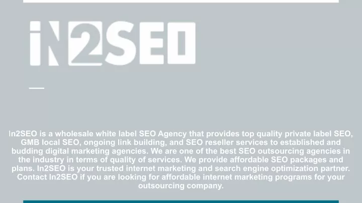 i n2seo is a wholesale white label seo agency
