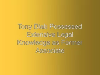 Tony Diab Possessed Extensive Legal Knowledge as Former Associate