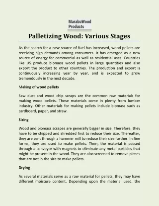 palletizing wood various stages