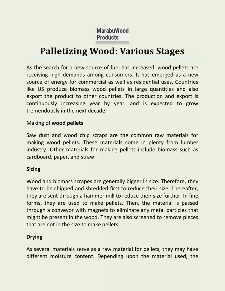 palletizing wood various stages