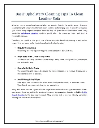 Basic Upholstery Cleaning Tips To Clean Leather Sofa