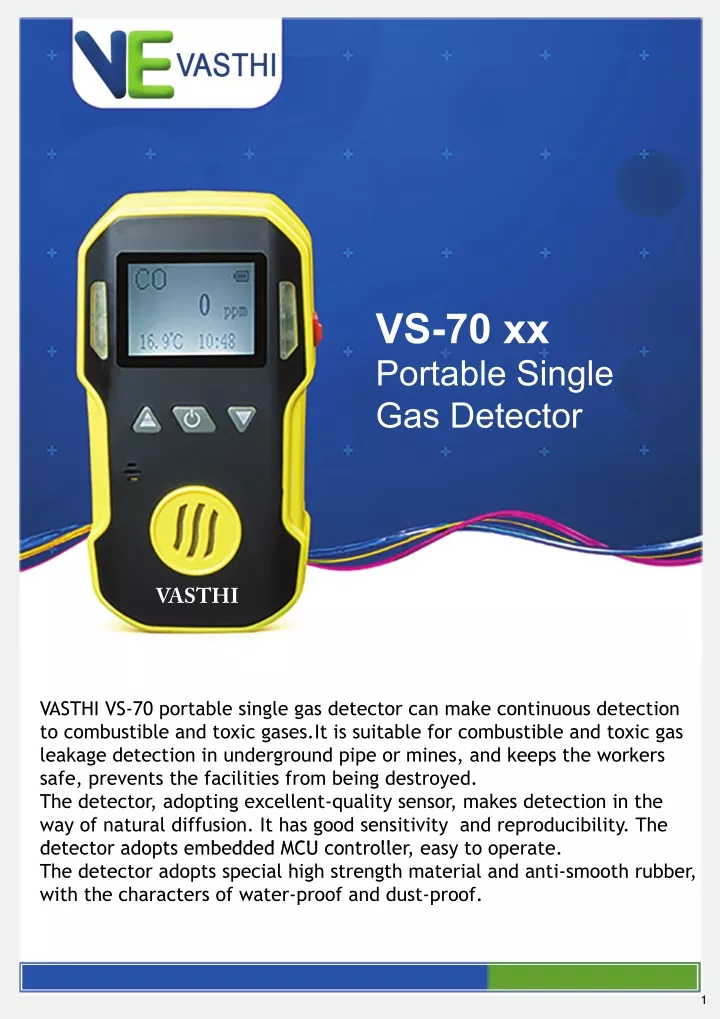vs 70 xx portable single gas detector