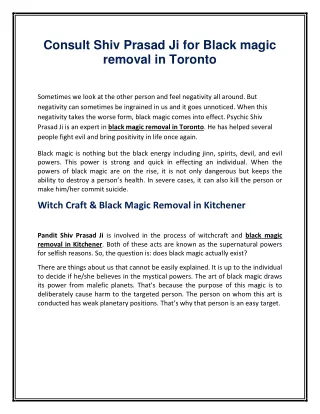 Consult Shiv Prasad Ji for Black magic removal in Toronto