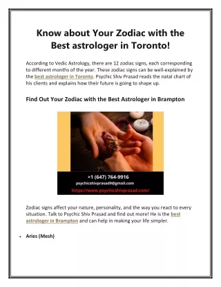 Know about Your Zodiac with the Best astrologer in Toronto!