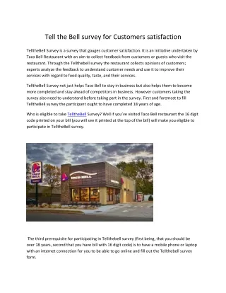 tell the bell survey for customers satisfaction