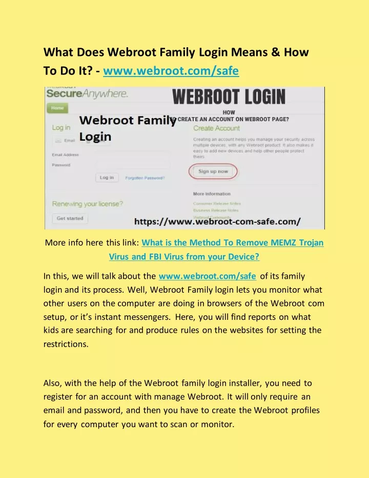 what does webroot family login means