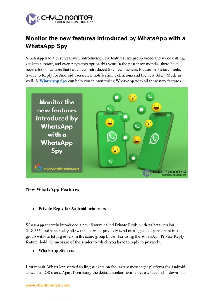 monitor the new features introduced by whatsapp