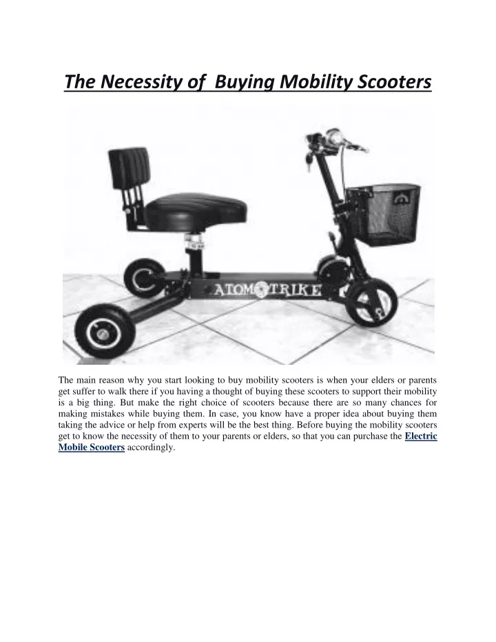 the necessity of buying mobility scooters