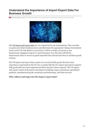 understand the importance of import export data