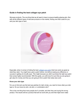 guide in finding the best collagen eye patch