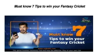 Must know 7 Tips to win your Fantasy Cricket