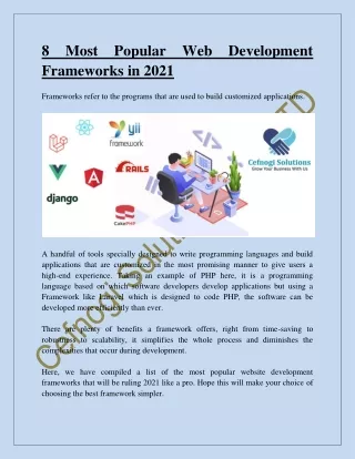 8 Most Popular Web Development Frameworks in 2021