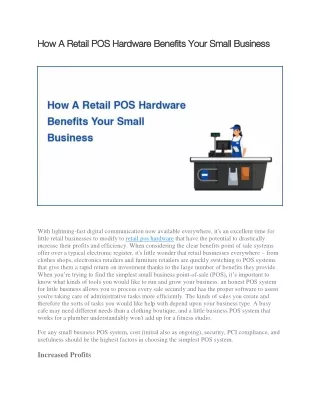 how a retail pos hardware benefits your small