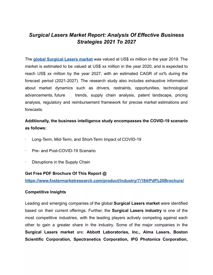 surgical lasers market report analysis