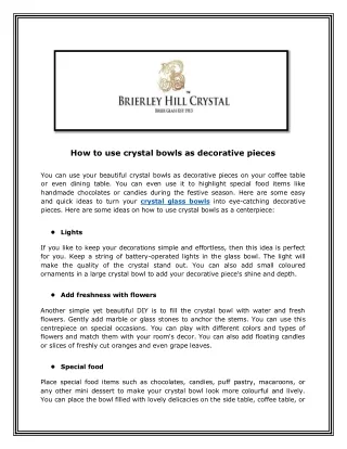 how to use crystal bowls as decorative pieces